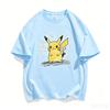 Pok É Mon Pikachu Creative Graffiti Collaboration Short Sleeve T-shirt for Parent Child Summer Pure Cotton Half Sleeve