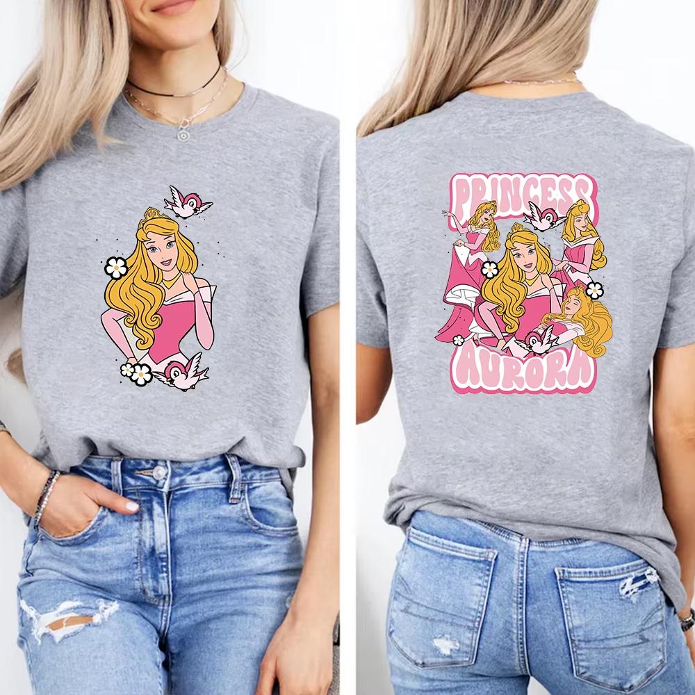 New Womens Princess Aurora Tshirt Cute Sleeping Beauty Pattern Casual Comfortable Shirt Top Women Cotton Soft and Breathable