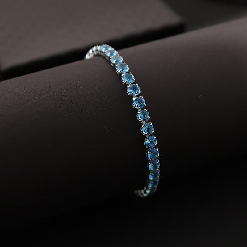 Круглый кристальный теннисный браслет 4 мм в стиле хип-хоп с циркониевыми бусинами для женщин - Трендовый, Горячая распродажа. Platinum 4mm, 17cm