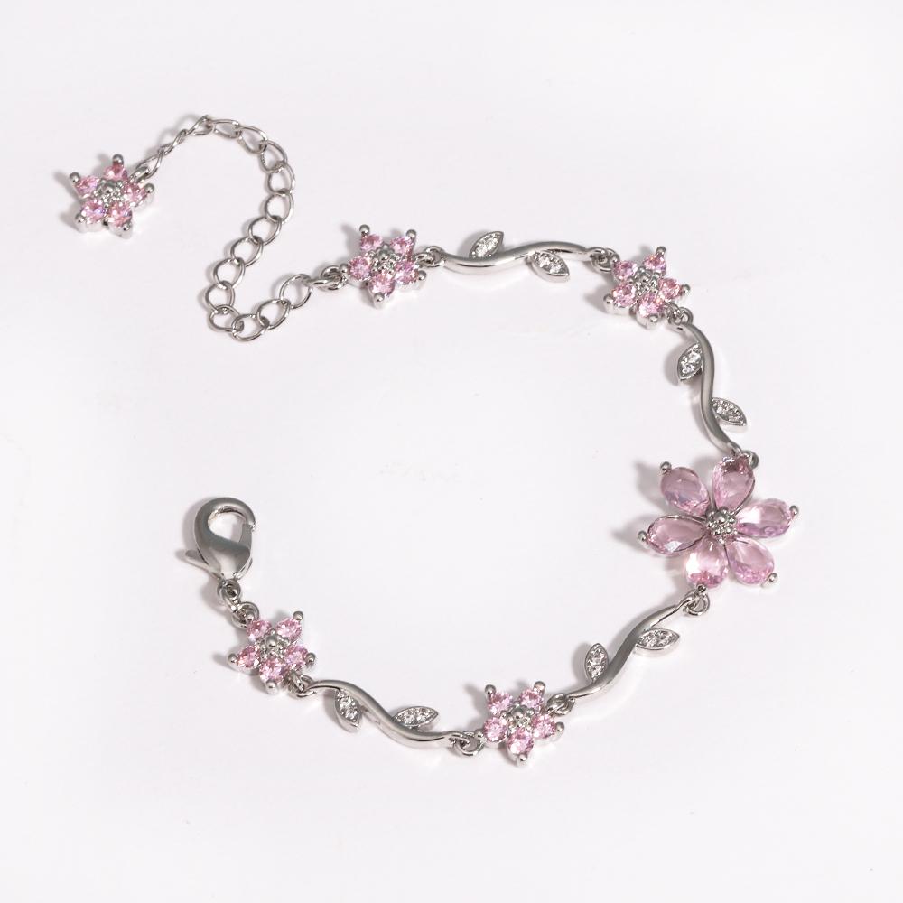 Luxury Colorful Zircon Flower Bracelets For Women Girls Korean Sweet Gold Crystal Adjustable Bracelet Jewelry Gift