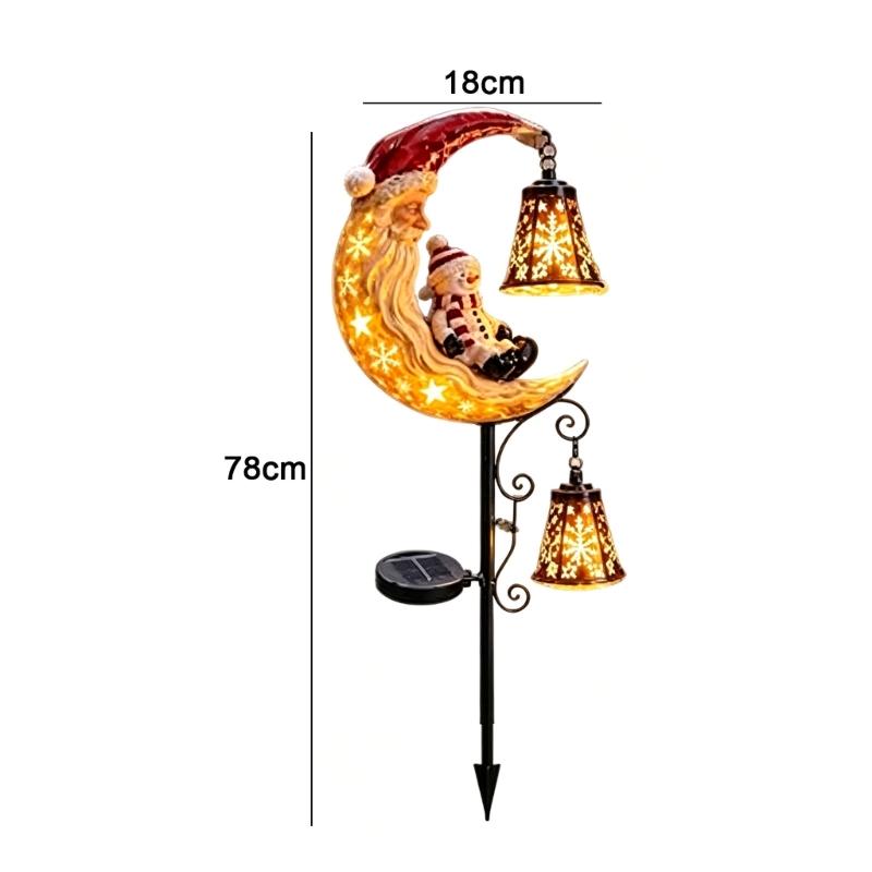 Moon Holiday Figure Garden Stake Light for Christmas Yard Styling, Solar Outdoor Accent with Warm Light for Lawn Spots and Entry Views