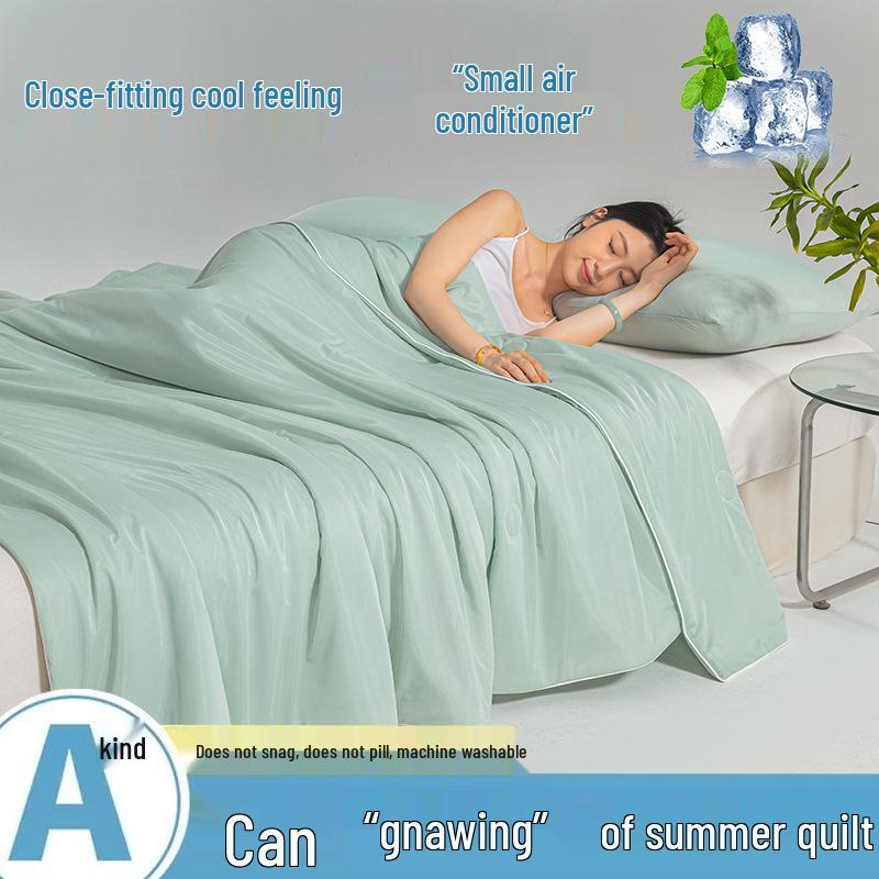 2025 A-Class Mica Cool Silk Summer Air Conditioning Quilt - Luxury Solid Color, Double Spliced, Washable