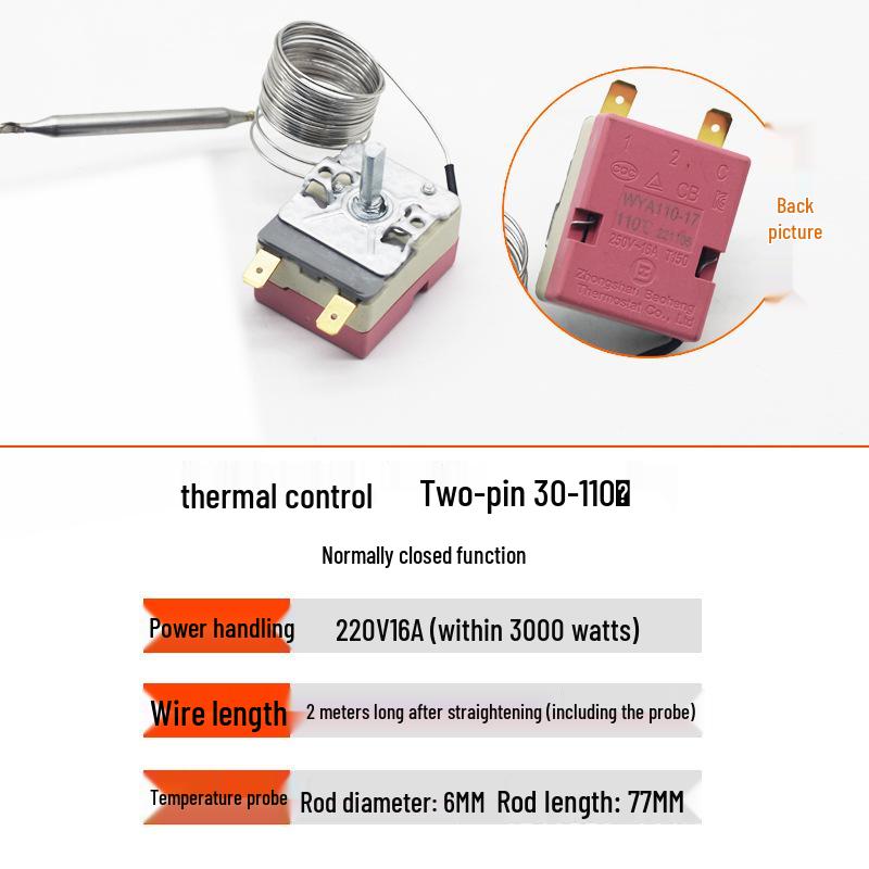 Adjustable Temperature Control Switch for Fryer, Oven, Kettle, Griddle & BBQ Thermostat