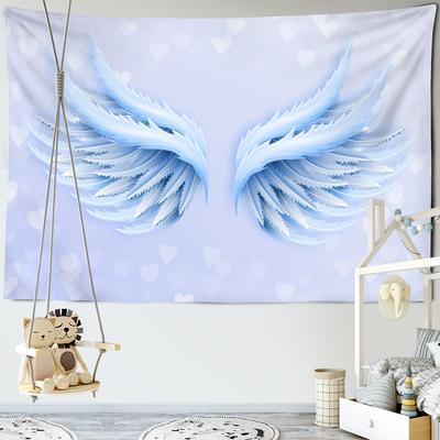 Tapiz de alas de ángel para colgar en la pared, diseño de dibujos animados kawaii, sencillo, hippie, bohemio, para habitación de niños y niñas, decoración del hogar