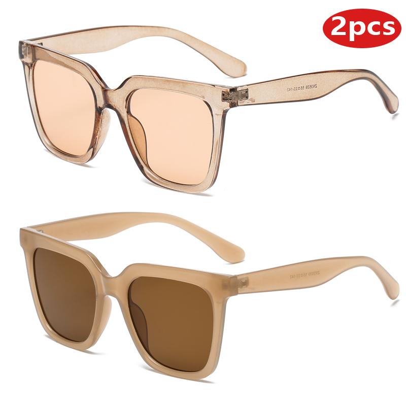 2pcs pack Square Sunglasses Women Luxury Brand Sports Goggles Female Fashion Sun Glasses Classic Vintage Eyeglasses UV400