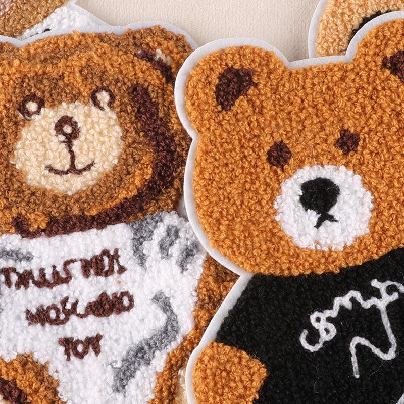 Embroidery cartoon animal bear hand-sewn towel embroidery large patch sticker DIY clothing accessories embroidery cloth sticker