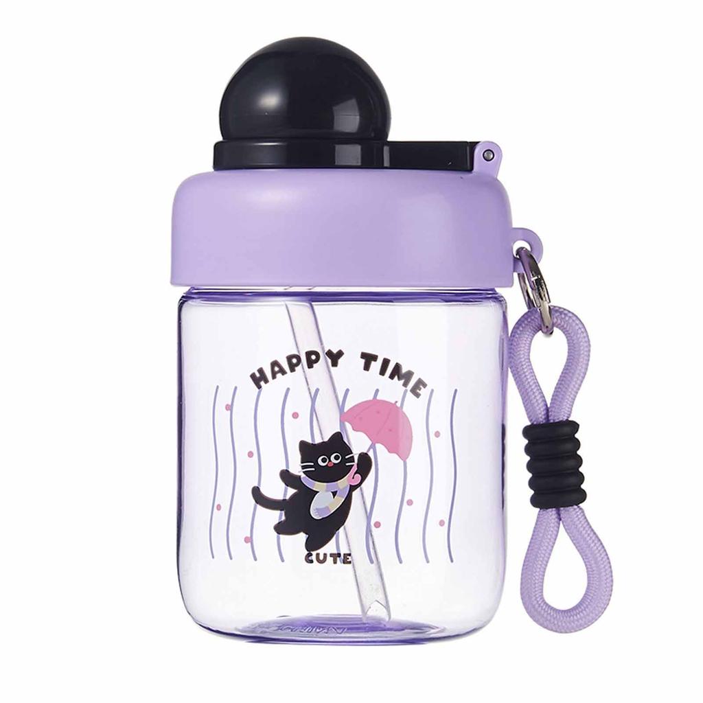 Cartoon Kids Water Bottle, -Drop Portable Cup with Handle, Gender-Neutral Student-Friendly Plastic Bottle, Easy To Carry