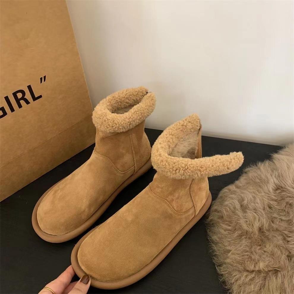 

Retro outer wear winter warm velvet snow cotton shoes versatile thick-soled women s boots fluffy shoes short boots snow boots 35