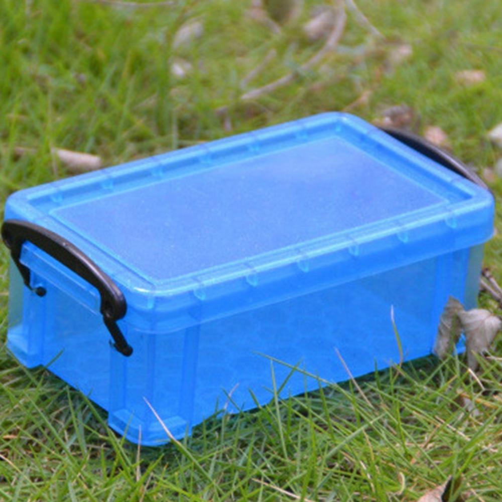 0.28 Liter Storage Box Transparent Locking Lid Plastic Sorting Box Mini Size Candy Color Mini Plastic Box Jewelry Storage синий