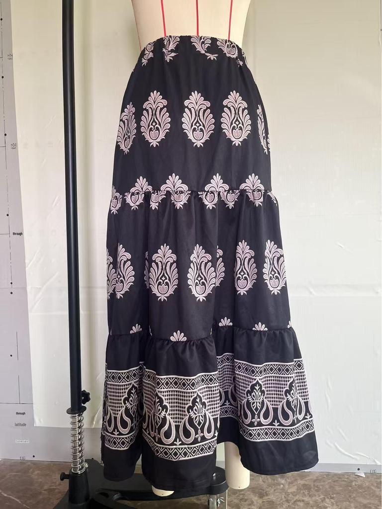 Bohemian Floral High-Waisted A-Line Skirt for Women - Casual Spring/Summer Beachwear