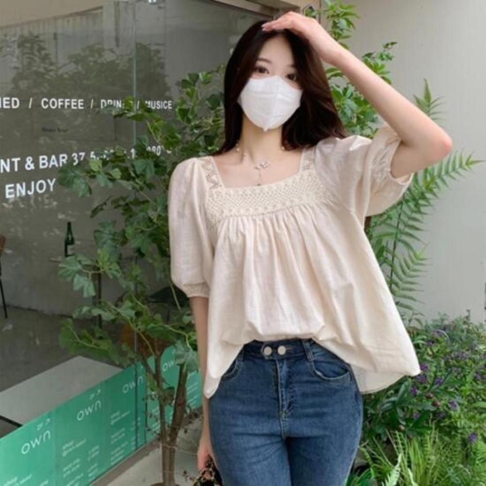 New ArrivalS Open Run Women S Summer Square Neck Linen Like blouSe
