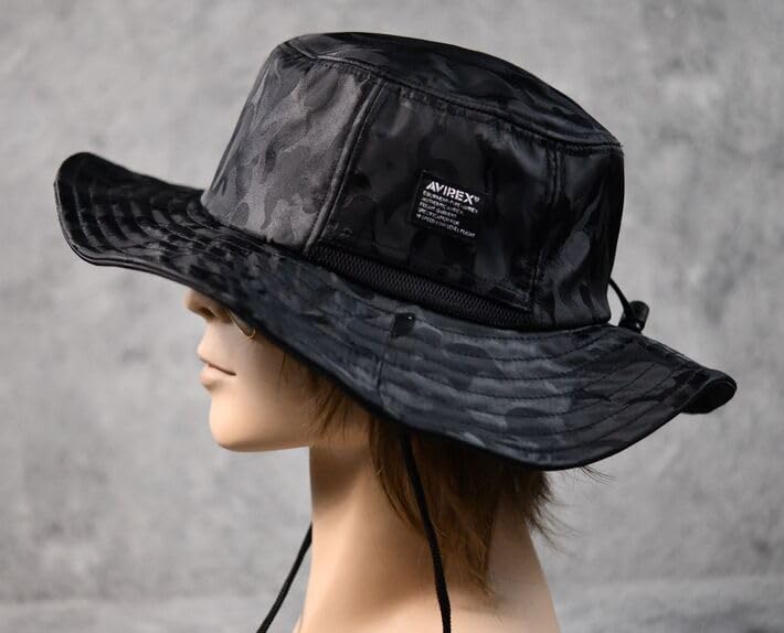 Avirex Safarihut Outdoor NEK 7987988 Shadow Herren Abenteuer/Berg (17158400), Wasserabweisend, Kappe, (JP, Größen 61,0 cm, 63,0 cm, Camo/Schwarz