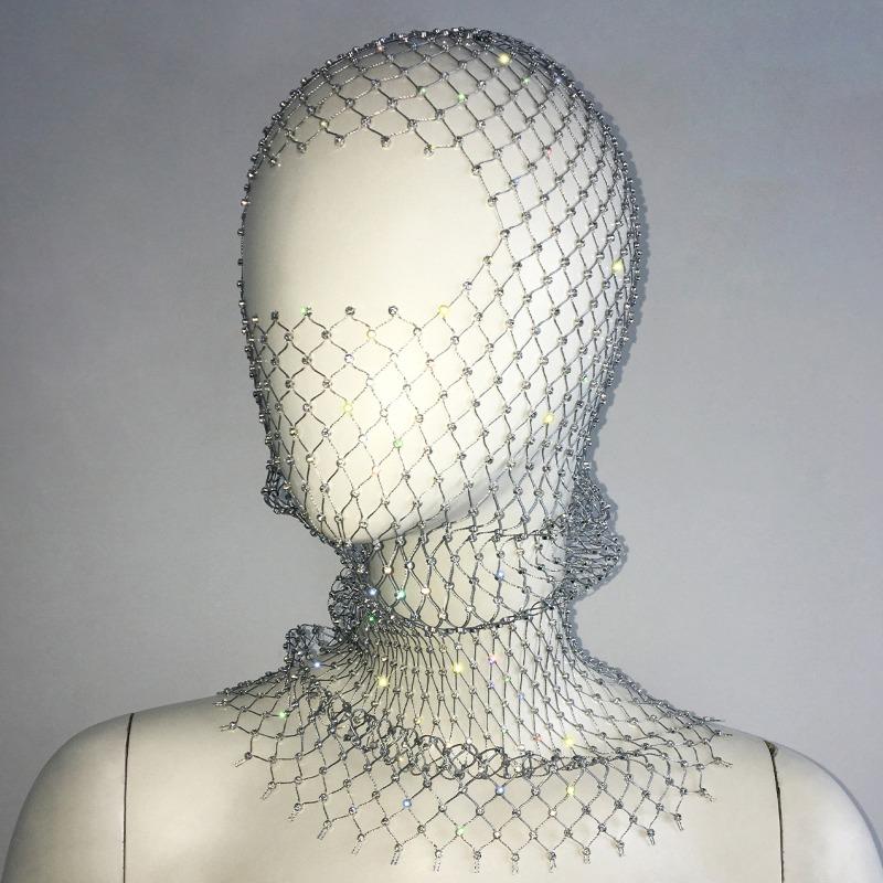 

Accessorize with a rhinestone elastic mesh headband - holiday carnival sparkling diamond face mask one size fits all