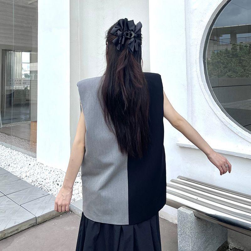 Strass Farbblock Locker Ärmelloser Blazer Weste Sommer Damen Nische Luxus Design Layering Oberbekleidung Weste