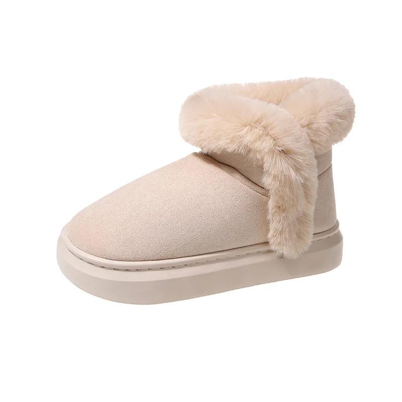 Νέα Χειμερινά Παπούτσια Μήκους Μέσης Γάμπας με Χοντρή Σόλα, Ζεστά, Ανθεκτικά στη Φθορά, Άνετα και Μοντέρνα Γυναικεία Μποτάκια, Μποτάκια Χιονιού από Βελούδο με Επίπεδη Σόλα