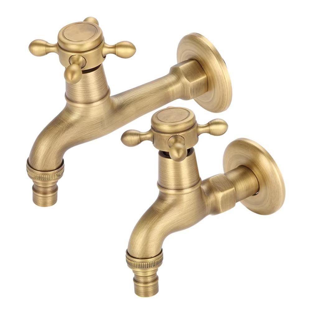 Wall Mounted Water Tap Crane Antique Brass Faucet Tap Single Handle Faucet For Washing Machine