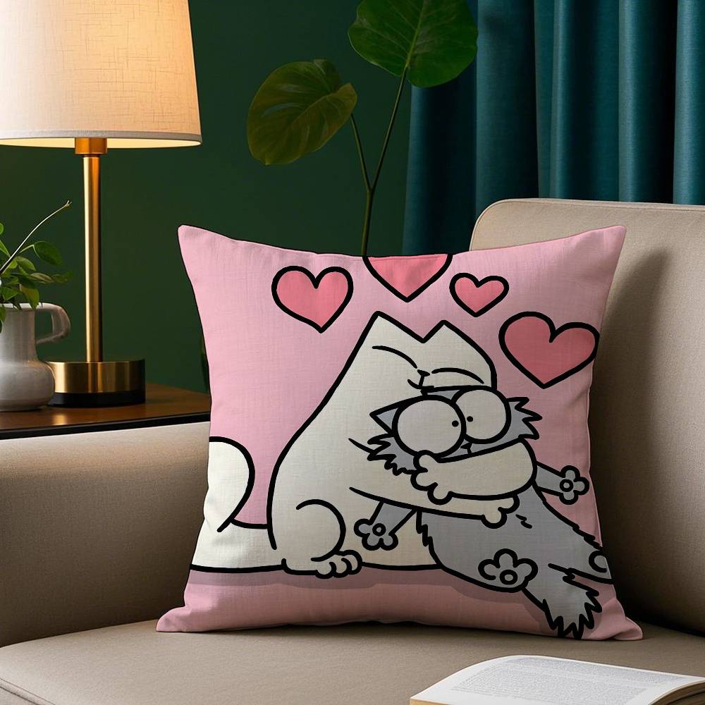 Cartoon Niedliche S-Simons Katze Kissenbezug Plüschstoff Weicher Kissenbezug Doppelseitiger Druck Sofakissenbezug Überwurf