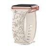 Floral Engraved Strap For Apple Watch Band 40mm 44mm 41mm 49mm 45mm 38mm 42mm Silicone Bracelet Iwatch Series 9 7 Se 6 8 Ultra 2