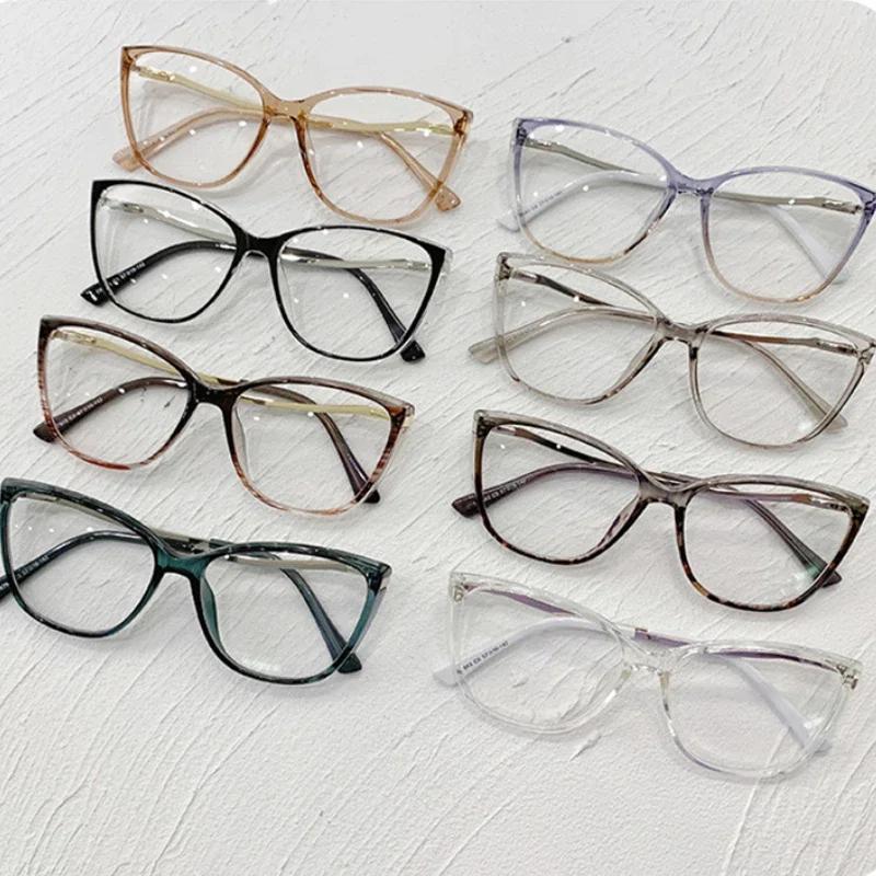Fashion Luxury Cat Eye Eyeglasses Women Men Vintage Anti-Blue Light Glasses Optical Computer Goggles Frame Metal Spectacle