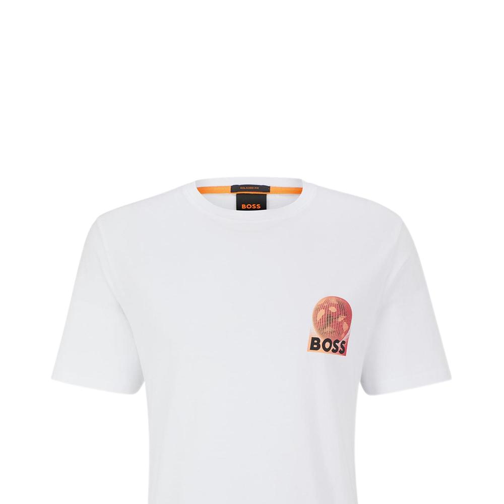 HUGO BOSS T-Shirts Men's White Crew Neck Moderate Straight Fit 50491723-100