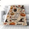 Vintage Halloween Throw Blanket – Soft Flannel Fleece, Pumpkin and Ghost Design, Cozy Multipurpose Bed Sofa Travel Quilt
