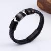 16MM Wide Stainless Steel Wrap Bracelet for Man Black Genuine Leather Men's Bracelets Bangles with Magnet Clasp Engraved Gifts