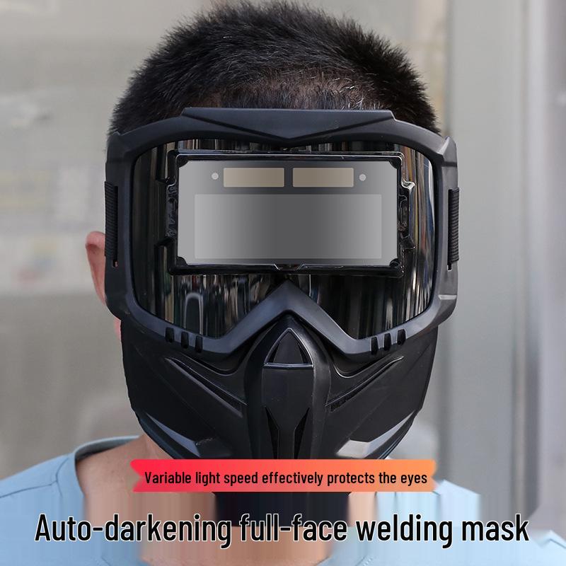 Auto Light-Adjusting Full-Face Welding Mask with Anti-Glare, Anti-Burn, Breathable Design, Heat Insulation, and Eye Protection.