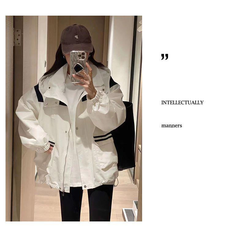 European Station 2025 Women's Retro Windproof Waterproof Softshell Jacket - New Color Block Spring/Autumn Coat