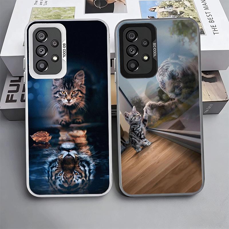Cat Reflects Tiger Cool Soft Phone Case for Samsung A17 A16 A15 A14 A13 A57 A56 A55 A54 A53 A37 A36 A35 A34 A33 A26 A25 A24 A23