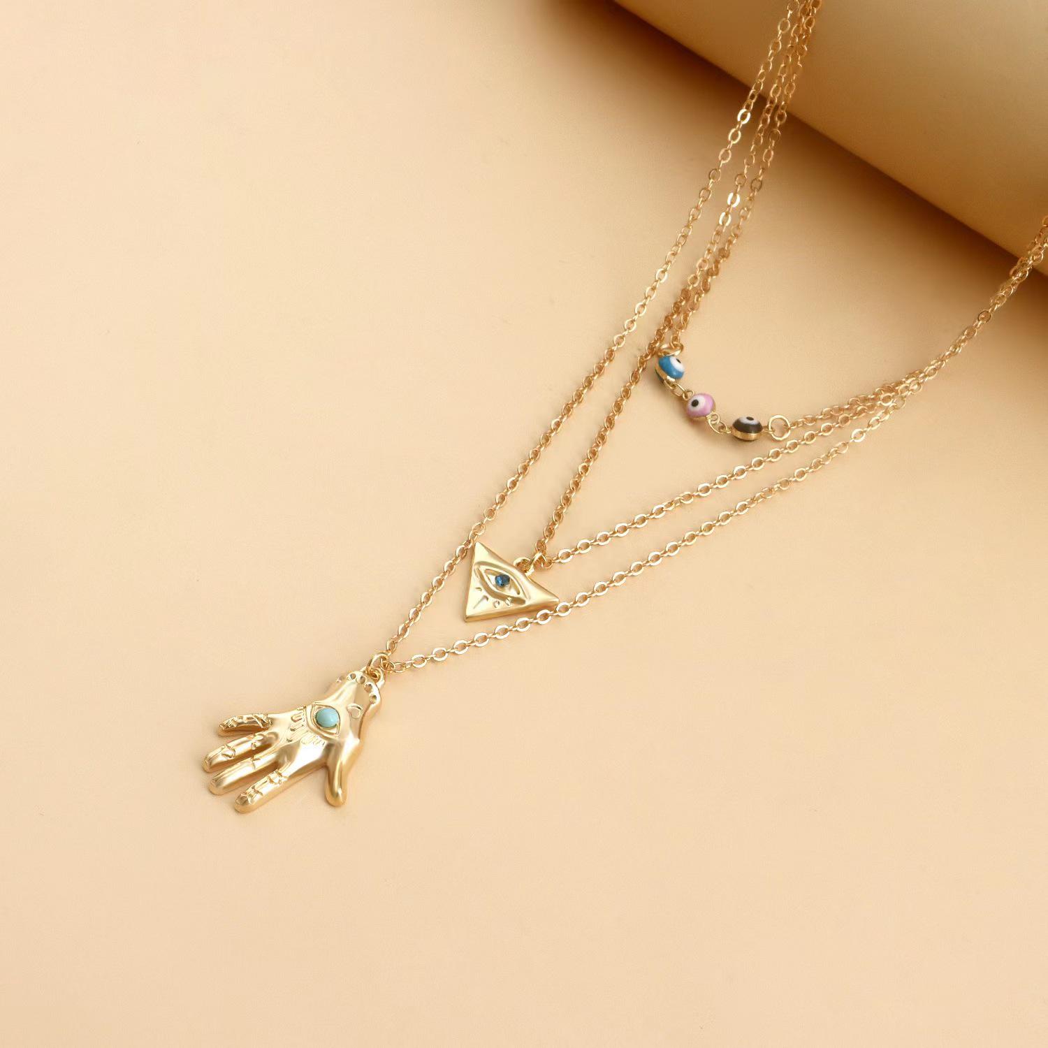 

Retro Style Light Luxury Layered Devil s Eye Necklace for Women Electroplated Real Gold