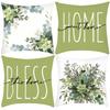 New Pillowcases with Green Plant Letters Printed Pillowcases Flower Printed Cushions Home Sofa Cushions