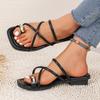 New Black Flat Strappy Sandals for Women Sexy Open Toe Beach Slippers Woman Casual Outdoor Flats Sandals Summer 2025