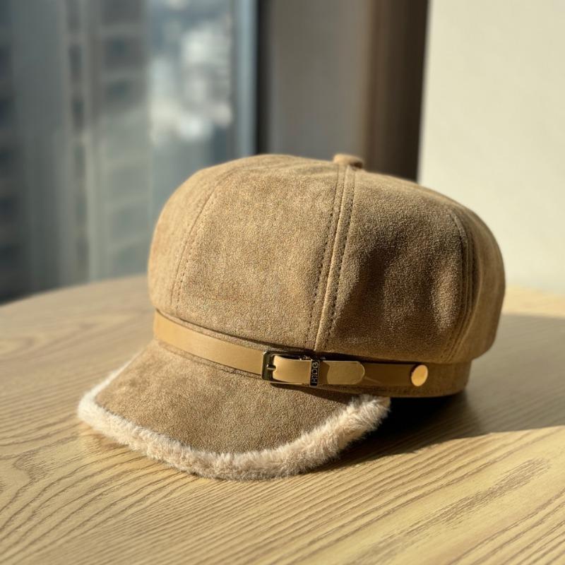 Women S Fashionable Frayed Edge Octagonal Newsboy Cap With Belt Buckle For Autumn Winter