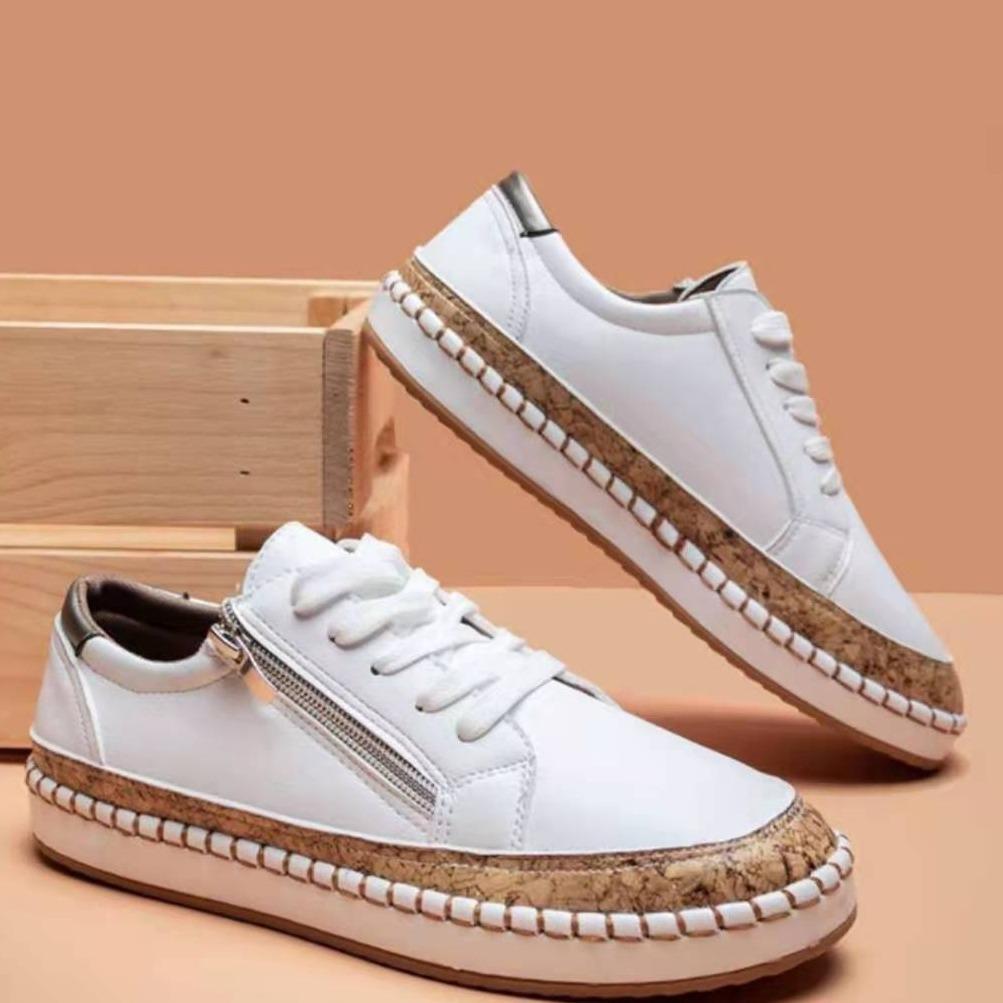 Color Matching Printed Lace-up Flat Single Shoes Women's New Light Mouth Casual Shoes Board Shoes Women's Sports Shoes