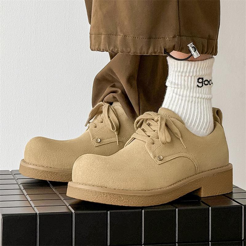 3386 Derby shoes men's spring and summer new Mickey big head shoes low-top big yellow boots round head fashion leather shoes men's