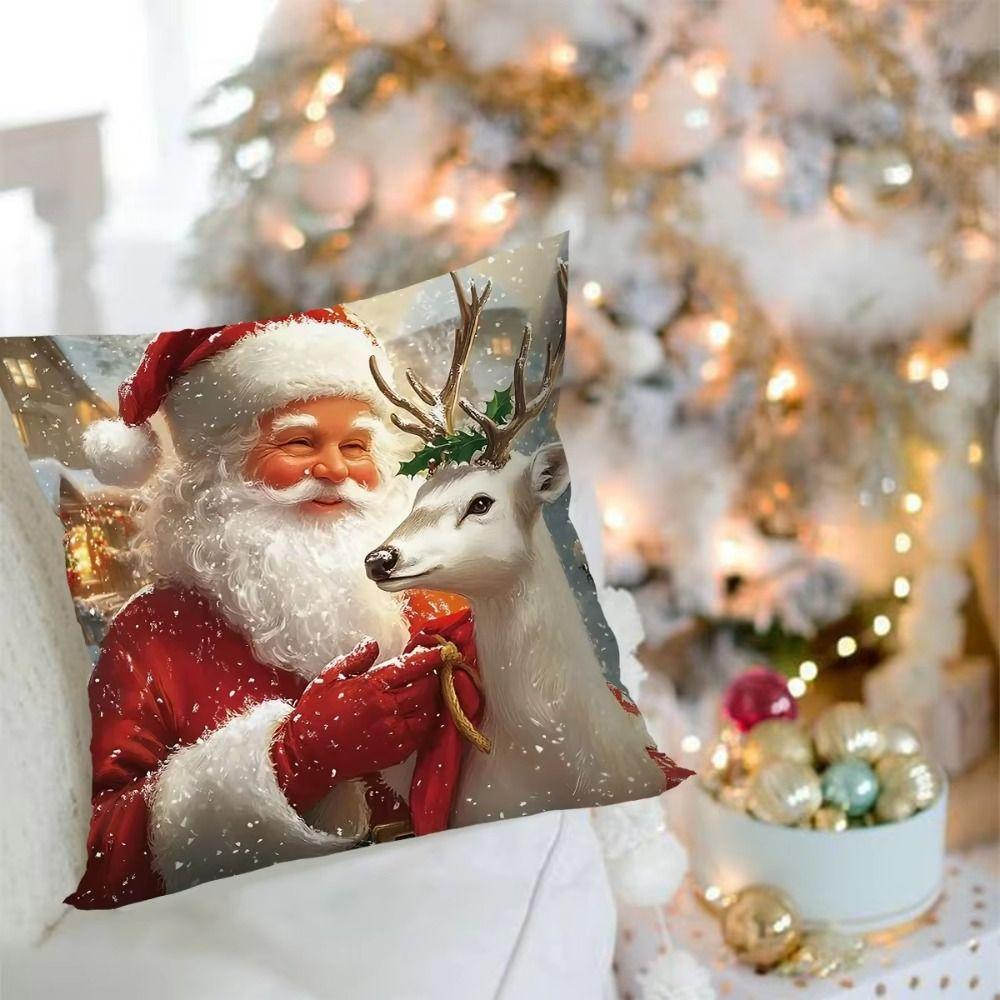 Snowman Christmas Pillow Covers Elk New Year Decorative Pillowcases Cartoon Xmas Party Santa Claus Throw Pillow Covers