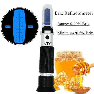 0-90% Brix Refractometer Sugar Refratometro for Food Content Fruit Juice Liquids ATC Measurement Tool