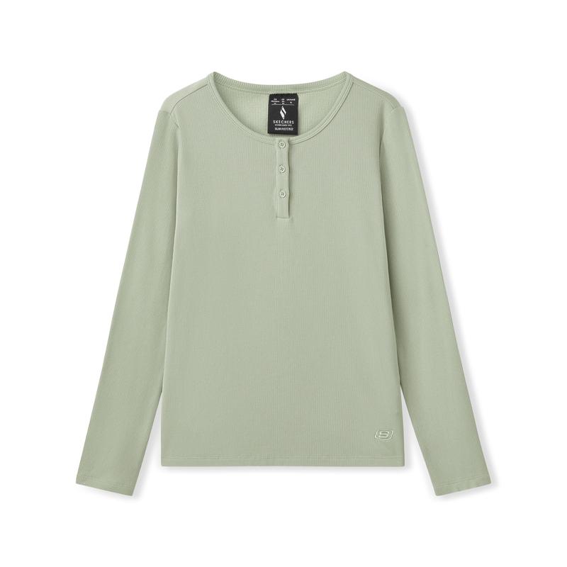 Skechers Simple Comfortable Versatile Solid Color Long Sleeve Drop Shoulder T-Shirt Women tops L325W108-06F8 S