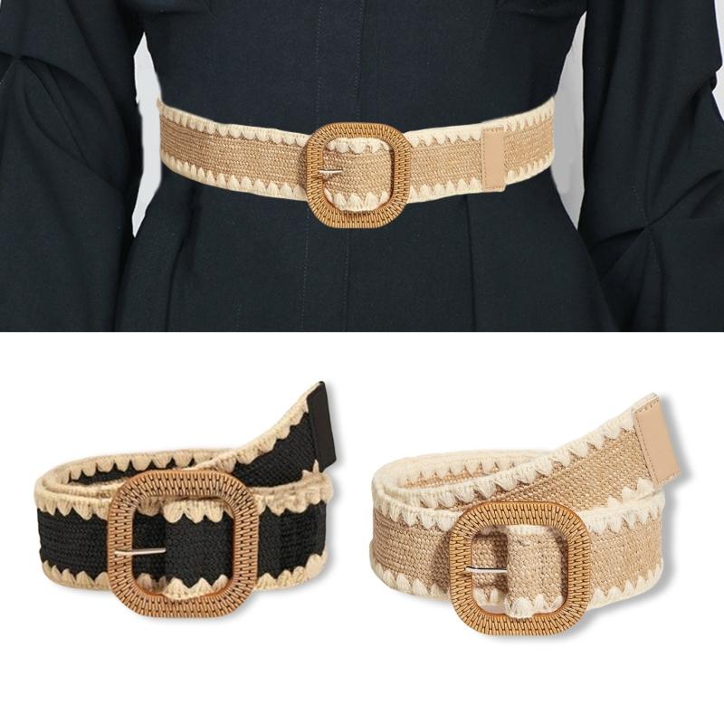 Hot Girl Belt Elegant Wide Waist Belt for Jeans Dresses Club Woven Belt