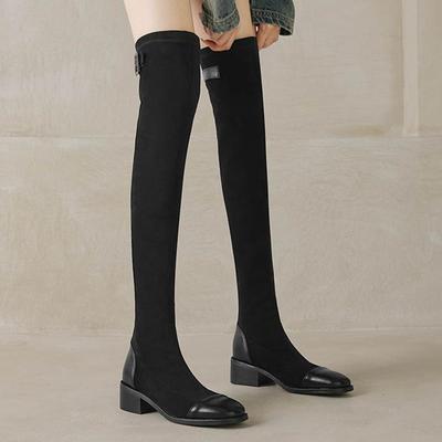 Pantofi Toamnă Iarnă Turmă Tocuri Groase Mărimea 43 Cizme Lungi Negru Maro Elastic Peste Genunchi
