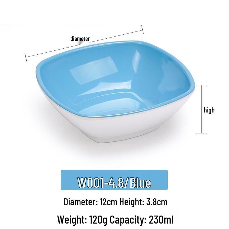 Melamine Imitation Porcelain Square Plastic Bowl for Restaurants and Hotels - Perfect for Fast Food, Barbecue, Bibimbap, and Desserts.