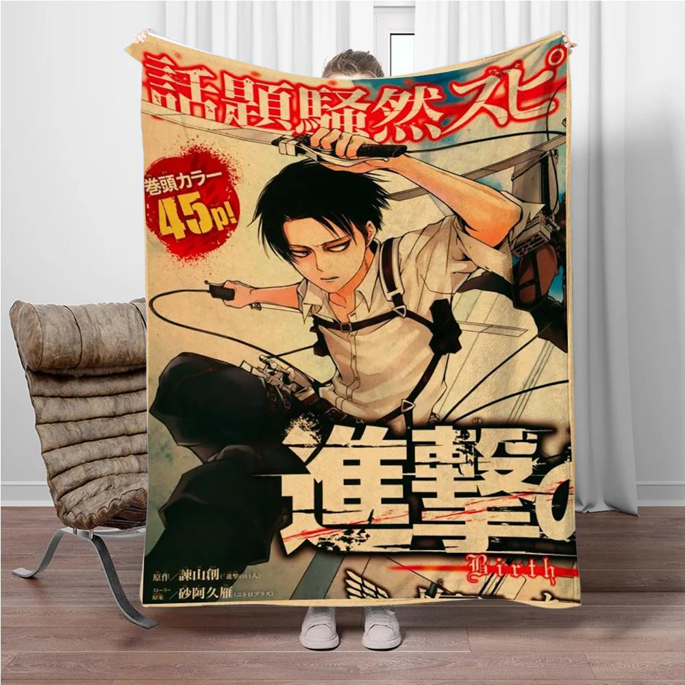 Vintage Japanese Anime Attack-on-Titan Flannel Blanket Soft Warm Throw Nap Blanket For Sofa Office Bed Office Camping Travelling