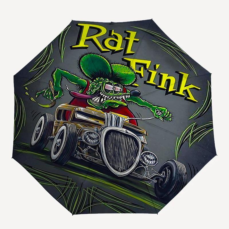 

1pc Rat Fink Hot Rod Automatic Open/Close Umbrella with 8-Rib Windproof Canopy10138