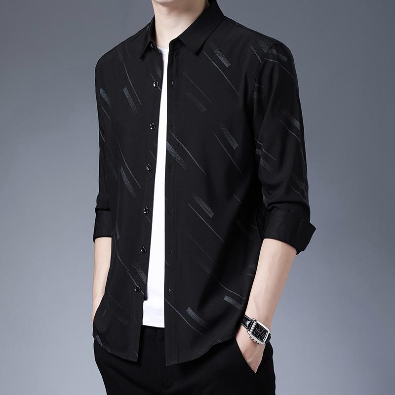 Мужская бархатная утолщенная рубашка с длинными рукавами и принтом — фото 4