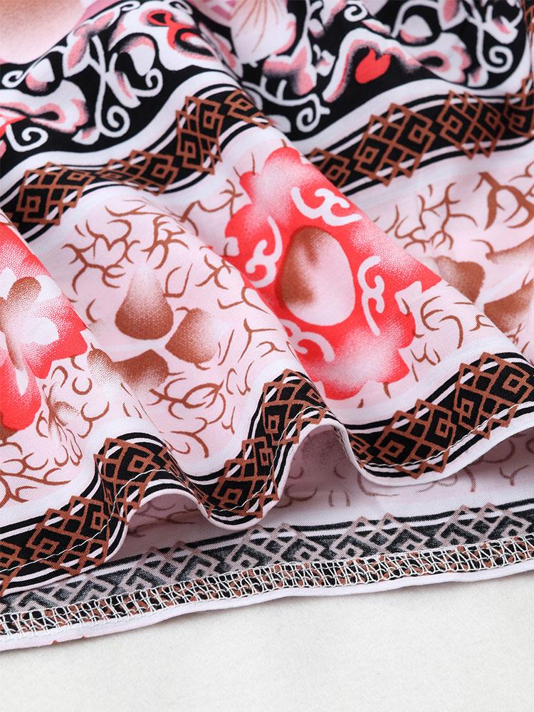 EDOLYNSA Bikini cu imprimeu boem Rochie kimono cu centură elegantă Tunica 2024 Vară Femei Marime mari Îmbrăcăminte de plajă Costum de baie acoperire Q996