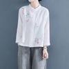 Chemise Vintage Broderie Chinoise Coton Lin Col Montant - Printemps/Automne 2025
