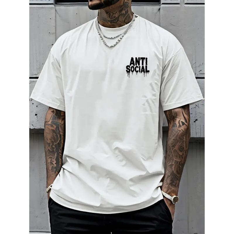 European Sizes Men'S Anti-Social Graphic T-Shirt - a Bold Statement Tee Featuring Distressed White Lettering