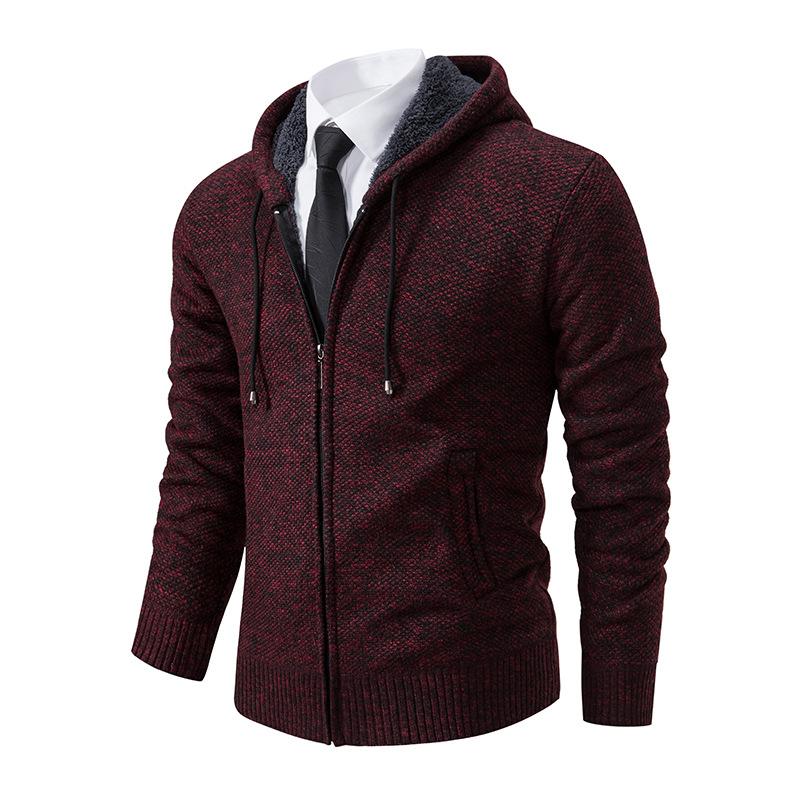 Autumn And Winter Men'S Jacket Cardigan Sweater Men'S Knitted Sweater Hooded Fleece Casual Thickened Jacket Men'S Sweater