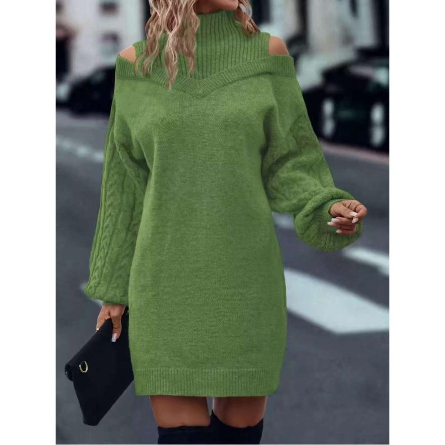 YYFS Women's Fashion Casual Fall Winter Solid Color Print Long Sleeve High Neck Sweaters