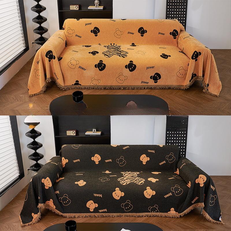 Sofa Cover Cloth Ins Style Cover Blanket Sofa Towel Little Bear Cartoon Full Covered Sofa Cover Sofa Cushion Four Seasons Universal